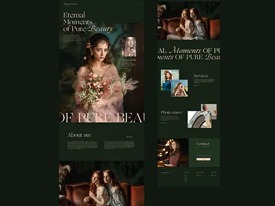 Website for photographer beauty design designinspiration green landing photo photographer photography portfolio ui uidesign uiux userinterface uxui web webdesign website
