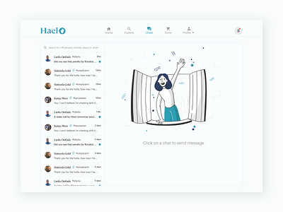 Haelo Chat Empty State design landing page design minimal ui