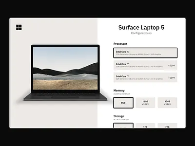 Laptop Configuration Page clean concept design laptop microsoft minimal product design tech ui design ux design web design web page