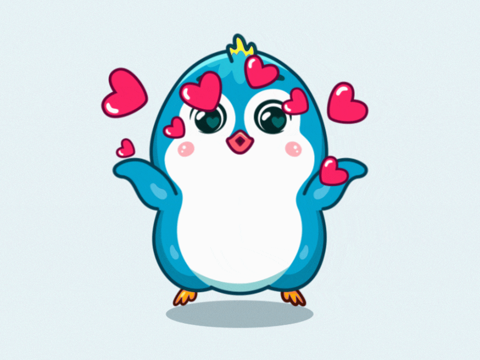 Sticker penguin for telegram animation kiss love motion design motion graphics penguin sticker telegram