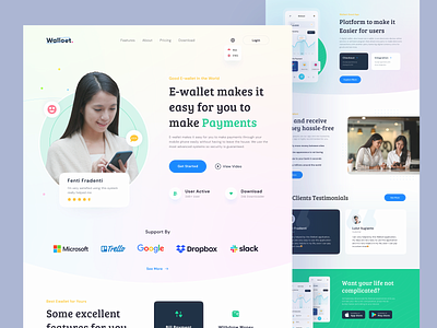 Walloet - Landing Page bank banking design ewallet landing landing page landing page design landingpage money wallet walloet walloet landing page web web design