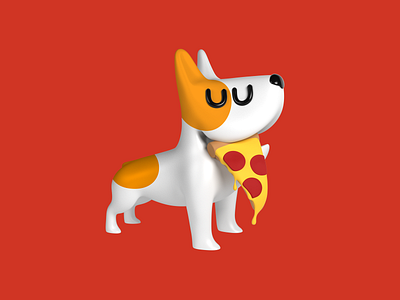 Roni 3d 3d art cgi character dog illustration orange paws pepperoni pizza red render white
