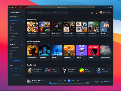 iBroadCast - Stream Daily Music Library design figma music music library music stream ui ui design user interface ux webapp webdesign