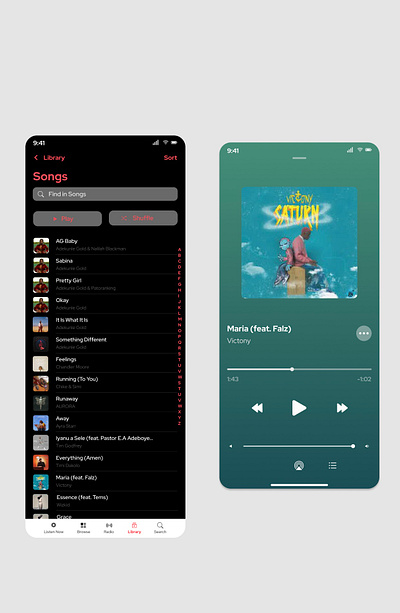 Apple Playlist design ui
