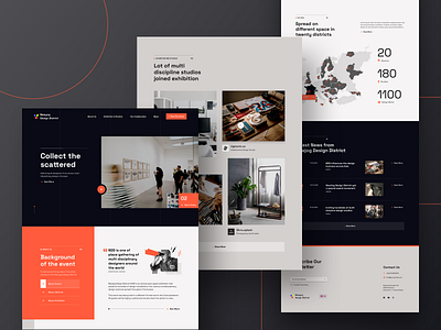 Exploration | Design Exhibtion - Landing Page | Desktop Version branding darkmode design designexhibition exhibition graphic design homepage illustration landingpage minimal popular trending ui uidesign uiux