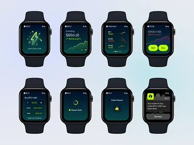 WatchOS Cryptocurrency apple watch bitcoin bitcoin wallet clean cryptocurrency design figma investment minimalist ui ux watchos wearable