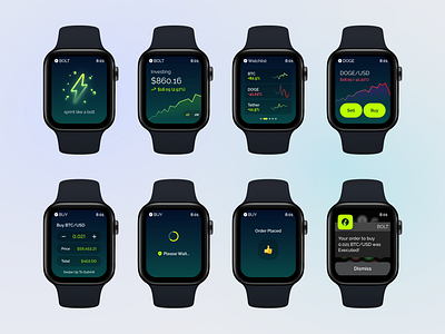 WatchOS Cryptocurrency apple watch bitcoin bitcoin wallet clean cryptocurrency design figma investment minimalist ui ux watchos wearable