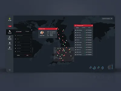 Dark map design UI adminpannel animation branding dashboard graphic design map track ui