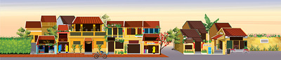 A corner of Hoi An Ancient Town_ Viet Nam graphic design illustration street vector