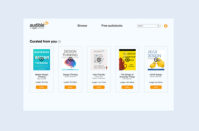 Daily UI 091 - Curated from you 091 amazon audible challenge curated curated from you daily daily 100 challenge dailyuichallenge design personalized ui ux web
