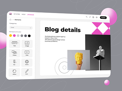 Blog Building Platform animation app blog blog builder blogger constructor dashboard design mvp nocode online platform purrweb startup ui ux vaporwave web web app website