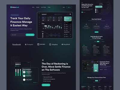 Finance Saas Landing Page - Mutufund business website dark dark landing page finance finance management financial fintech halal homepage design job landingpage marketing website product website saas landing page saas platform saas software saas website software landing page uiux design web design