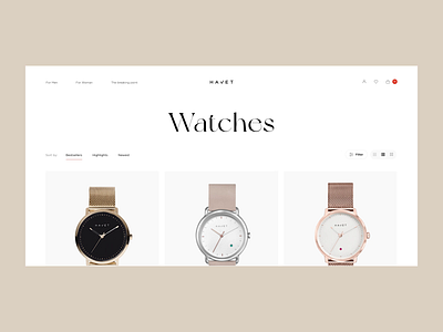 Havet Store - Catalogue animation black catalogue concept design ecommerce fashion grid interface minimal shop store ui ux watches website white woman