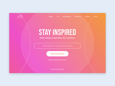 Stay Inspired Website colorful design header inspiration landing page minimalism simple ui user interface website