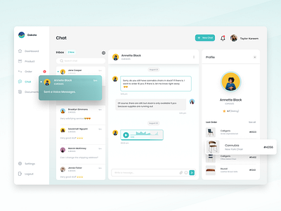 Customer Relationship Management (CRM) - Chat agensip branding chat clean colorful conversation dasboard design inbox message messages notification pop ui ux web webpage