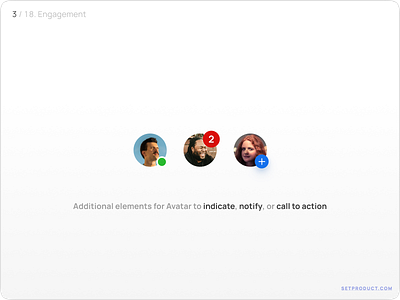 Avatar UI design guidelines - Engagement app design figma profile templates ui