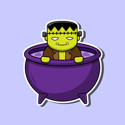 Frankenstein bathing on slime app branding design icon illustration logo typography ui ux vector