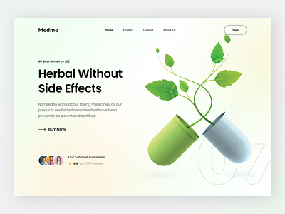 Medme - Header Web Exploration of Herbal Healthcare cool design drug exploration green header health herbal indonesia landingpage medicine modern simple ui uidesign uiux yogyakarta