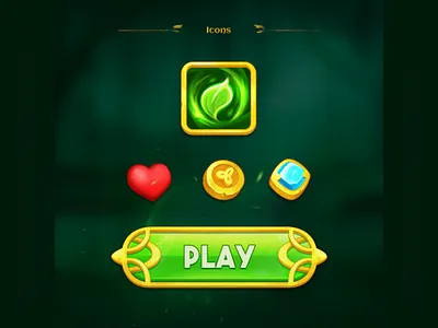 Game icons for card game "hudolus" art button cardgame celtic cg coin digitalart fantasy art gameart gameui gem gui heart icon juboart ui userinterface