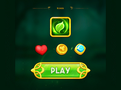 Game icons for card game "hudolus" art button cardgame celtic cg coin digitalart fantasy art gameart gameui gem gui heart icon juboart ui userinterface