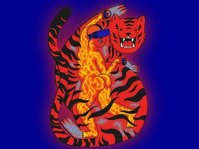 Future of extinct animals animals ar augmented reality butt digital extinct future gadget game gradient illustration neon tech technology tiger transparent vector video game virtual reality vr