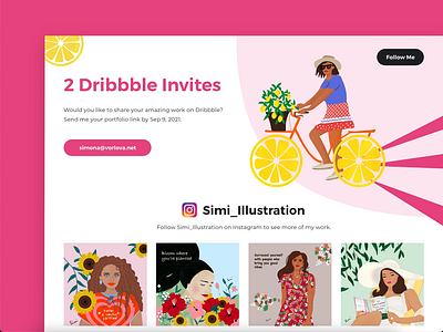 Dribbble Invites - Illustrations Web Landing page adobe xd animation bike drawing dribbble invite flat illustration illustrations instagram landing page lemon marketing popular procreate product design recent summer ui web xd