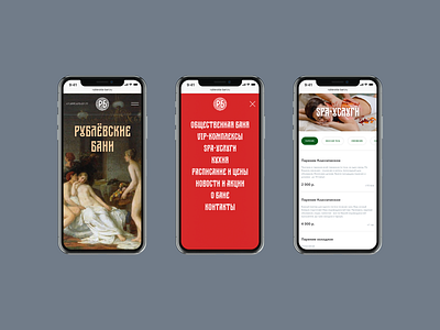 Рублёвские бани design flat minimal mobile ui ux web webdesign