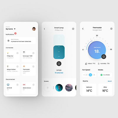 Smart Home Concept App app clean design flat minimal smart smarthome ui ux