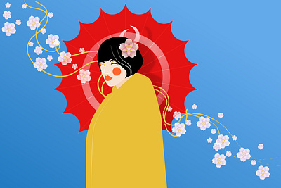 Japanese Geisha 2d character art cartoon colorful digital flat geisha girl girl character illustration illustration art japan japanese poster poster art woman