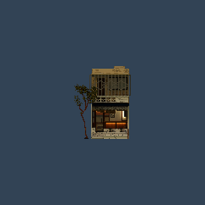Shopfront | Esc cafe 3d architecture building design illustration pixel pixelart space voxel