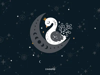 Celestial illustrations and patterns animals baby celestial children constellations design fabric graphic design illustration kids magic moon nursery swan textile vector zodiac