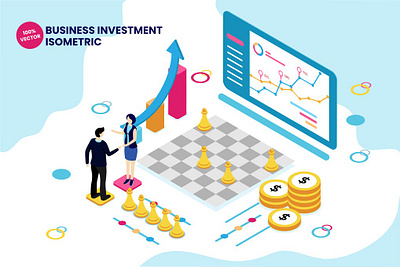 Isometric Business Investment Vector Illustration 3d animation 3d art 3d illustration analysis business capital corporate finance funding growth illustration incubation infographic investment isometric money page seed vecntur vector