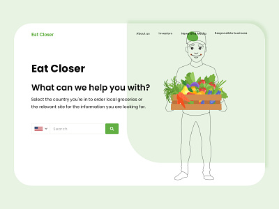 Grocery Website Banner green illlustartion illustrator ui ux vector website