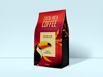 Costa Rica Coffee coffee gradient graphic design illustration packaging parrot pouch