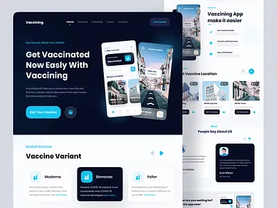 Vaccining - Vaccine Landing Page clean ui corona corona virus covid 19 design landing page medical pandemic uidesign vaccine vaccine app vaccine landing page vaccine mobile app vaccine web vaccine website virus web web design website website design