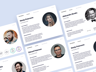 Smart.Reviews Investment Deck - Team Profiles bazen agency brand design brand identity branding design design agency graphic design illustration investment deck team profiles ui uidesigner uiux uiuxdesign userinterface webapp