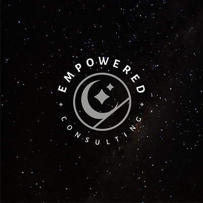 Empowered Consulting branding celestial consulting counseling empowered graphic graphic design logo moon night seal sky stars therapy