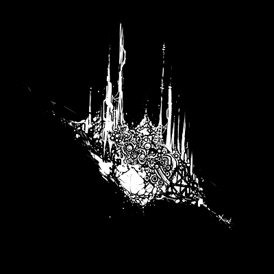 The cathedral of the strange black and white krita sketch