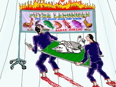 Maaf, pecel lele penuh hari ini blood branding design drawing food graphic design illustration unique