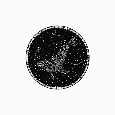 Whale in space. Black and white poster. art cosmo design graphic design ill illustration planet poster space stars vector whale