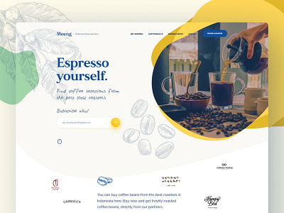 Moeng - Coffee Subscription Service Website cafe coffee coffee bean coffee shop coffeeshop colorful design drinks ecommerce espresso homepage landing page latte art mockup starbucks ui ui ux ux web design website website design