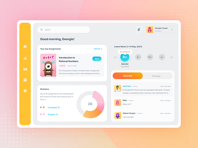 School dashboard for students (ipad) dashboard dashboard for children designing for children edtech education performance dashboard school dashboard ui user experience