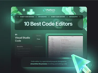 INFOGRAPHIC design for code editors comparison cosmos developer design figma glass graphic design illustration illustration figma infographic infographic design information design space design ui ux web design web illustration