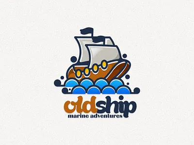 Oldship animation branding cartoon design flat illustration logo old ship typography ui ux vector