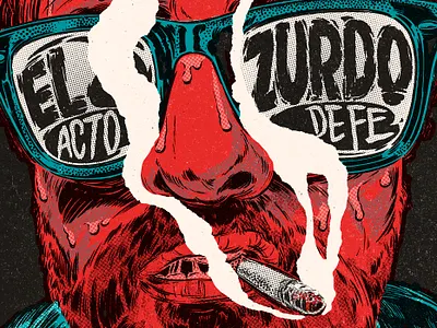 Red Face album artwork cartoon character design comic cover cover design design graphic design halftones illustration ink bad company lettering music old school portrait rock smoking sunglasses typography