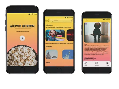"Movie Screen" A mobile app where you can watch trailers app design movies ui ux
