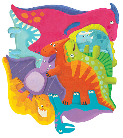 Dinosaur puzzle childrens book illustration childrens books childrens illustration colorful design dinosaurs illustration kidlitart kids books whimsical