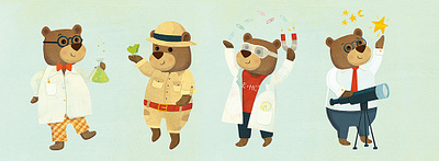 Bear Scientists for Lovely Mo Wooden Toys childrens book illustration childrens books childrens illustration education illustration kidlitart kids books whimsical