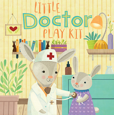 Little Doctor packaging for Lovely Mo Wooden Toys bunny childrens book illustration childrens books childrens illustration illustration kidlitart kids books rabbits whimsical