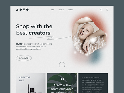 Creator Shopping Landing Page branding creator gradient hero influencer landing page logo marketing shop shopping